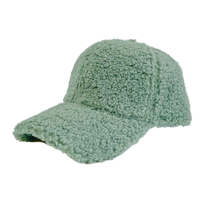 Lamb Womens Wool Baseball Cap Fleece Pure Color Warm Outdoor Winter Autumn