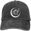 Lone Wolf Howling Moon Baseball Cap Distressed Cotton Washed Casual Adjustable Hat