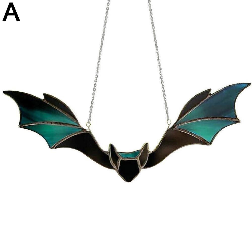 Halloween Bat Stained Glass Suncatcher Window Hanging Acrylic Wall Art Suncatcher Decor Household Halloween Bat Decoration