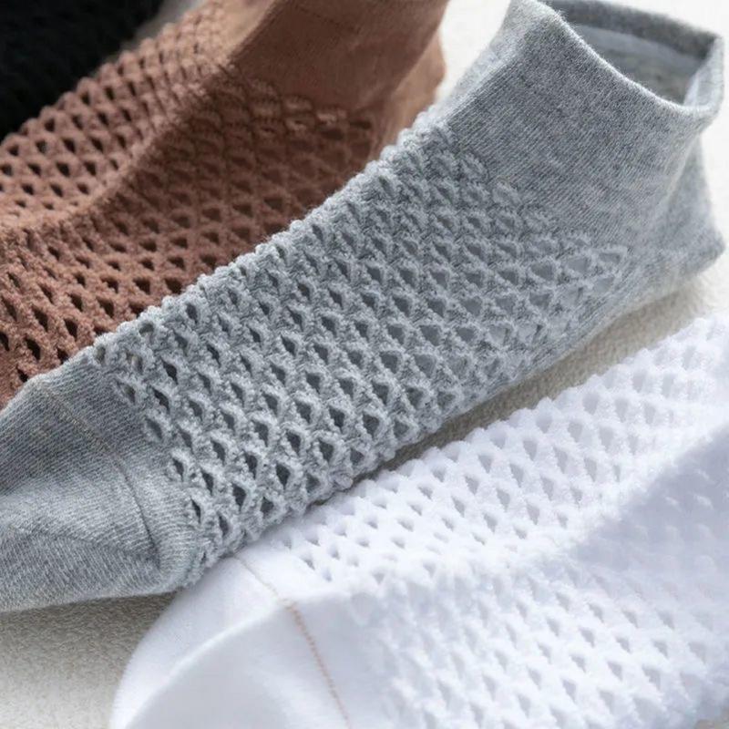 1/5 Pairs Women's Fashion Breathable Casual Ankle Cave Funny Mesh Sock Cotton Short Socks for Women