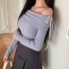 New ArrivalS Open Run Off Shoulder Balletcore Knit Women S Ribbon Top Dancewear