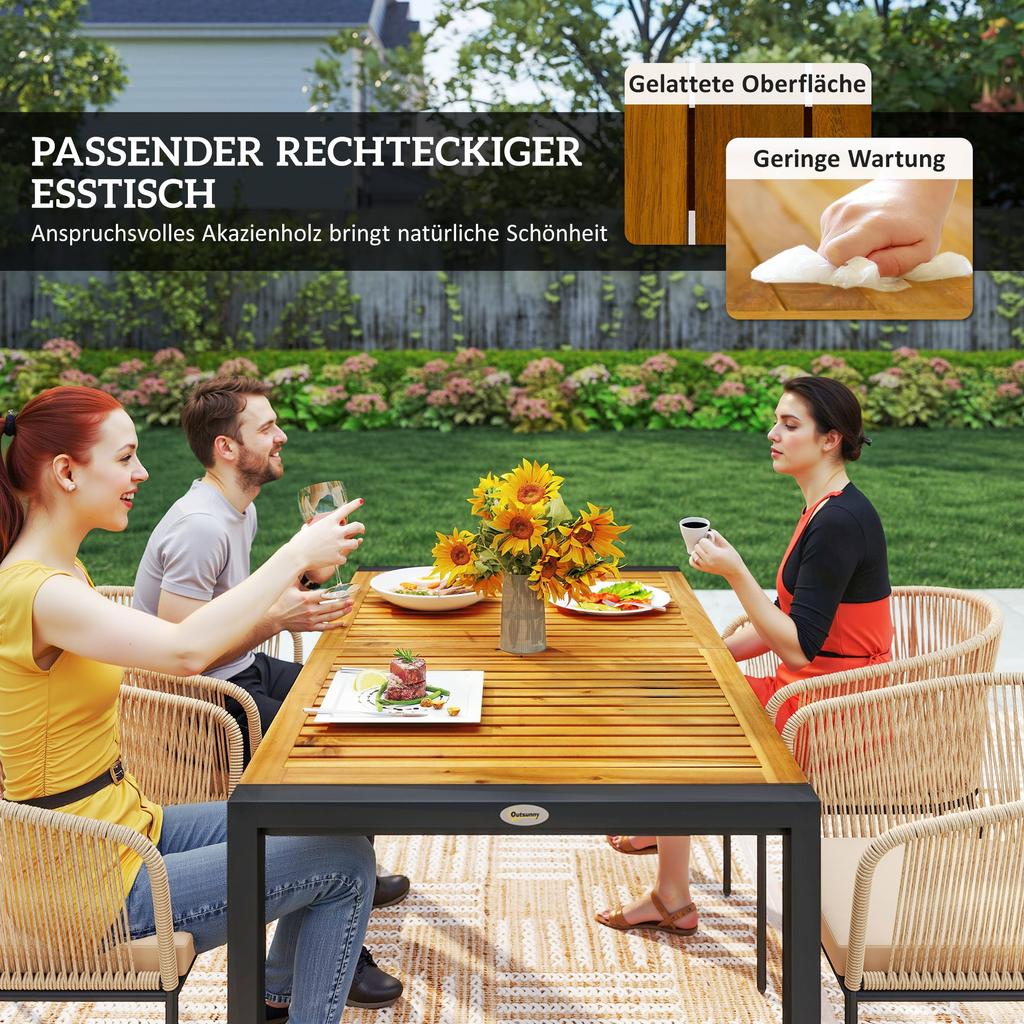 5-Piece Garden Furniture Set, 4 Chairs, 1 Table, Synthetic Rattan, Steel Frame, Washable Cushions, for Patio, Khaki