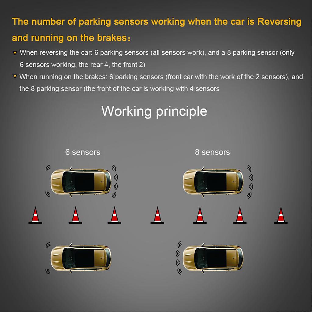 Car English Voice Broa ast Reverse Backup Parking Detector System with 4 Radar Sensor Black