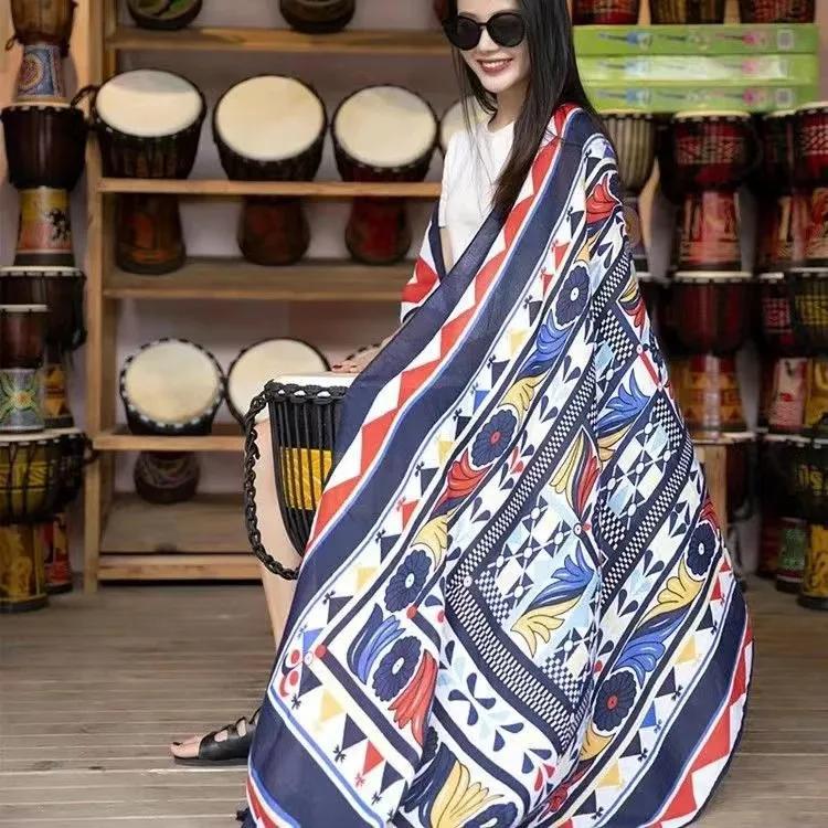 90x180cm Bikini Bathing Swimwear Cover Up Sarong Wrap Scarf Twill Cotton Pareo Beach Cover-Ups Women Large Beach Dress
