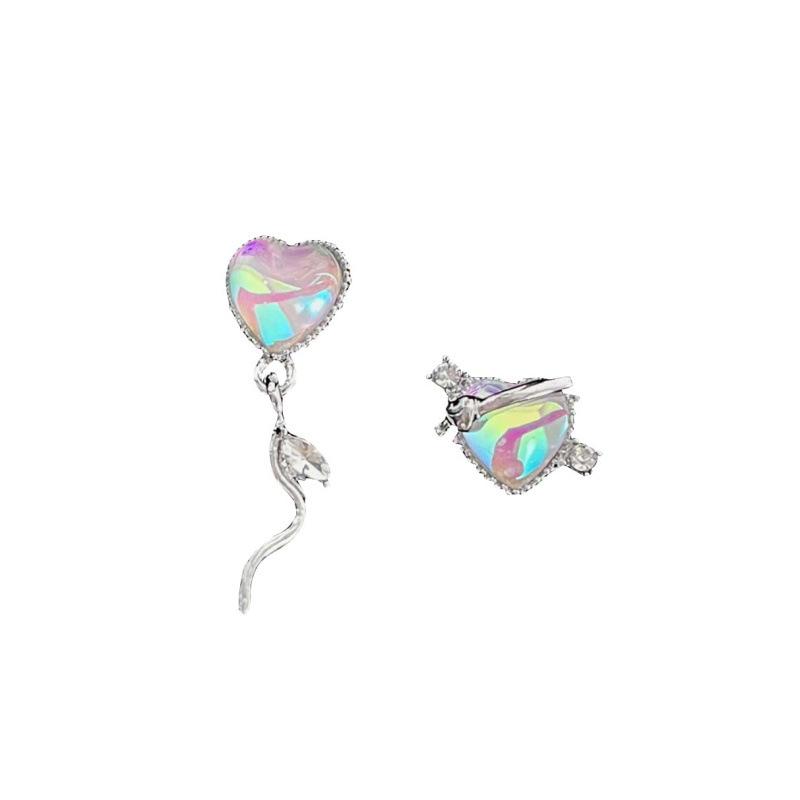 Pinkdudu Mode Laser Farbe Asymmetrische Liebe Tropfen Ohrringe Romantische Luxus Herzförmige Ohrring für Frauen Schmuck PD1460