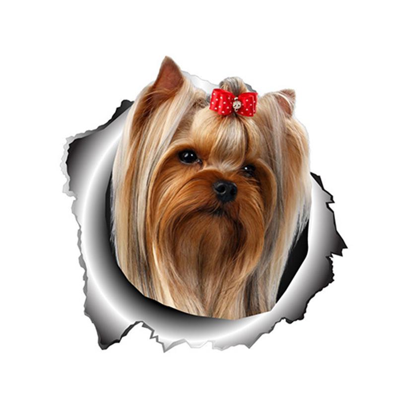 LYKX Yorkshire Terrier Pet Dog Styling Personality Sticker Torn Metal Vinyl Decal Animal Car Stickers Window Bumper