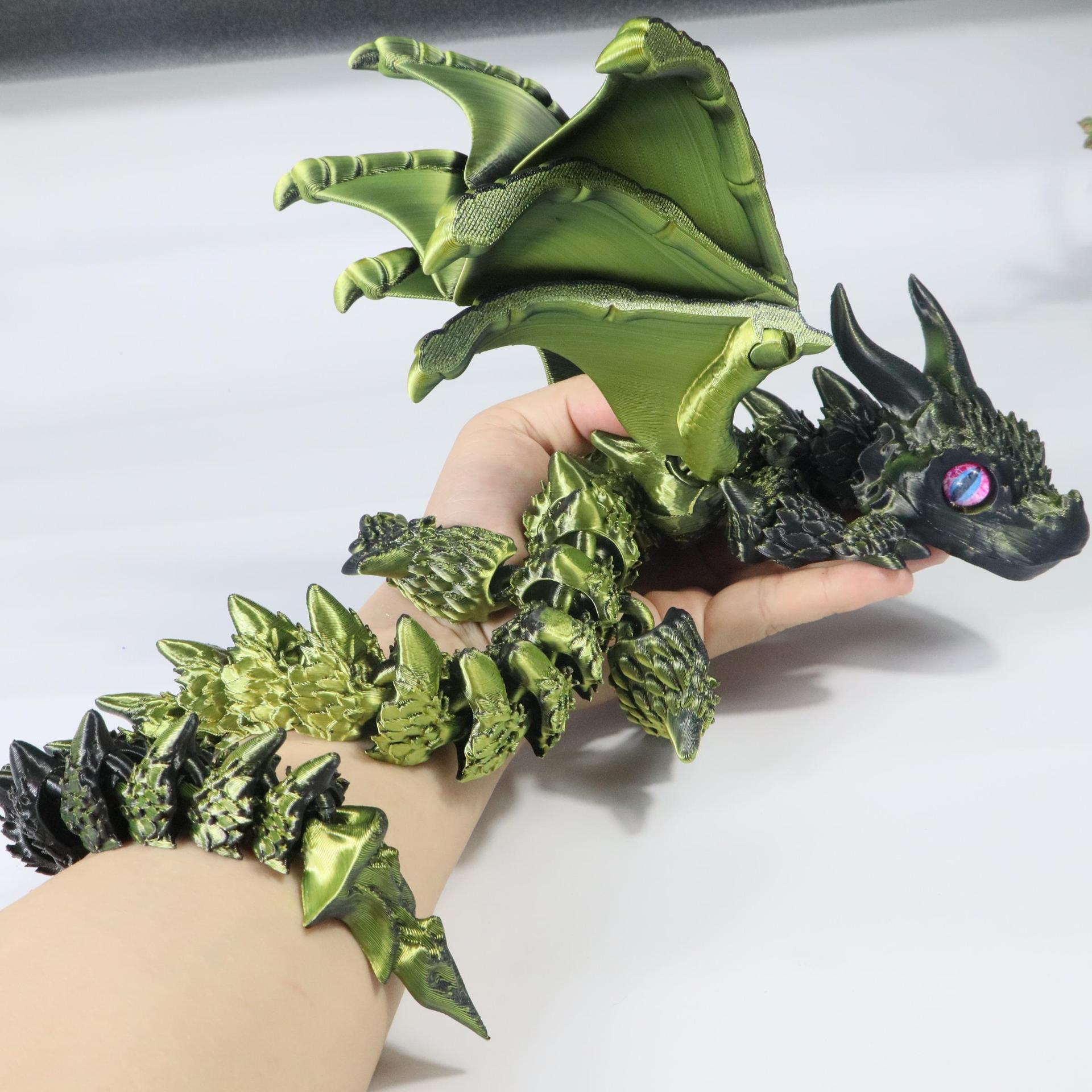 

58Cm 3D Printed Double-Horned Dragon Figurine With Wings Random Eyes - Ideal For Car Ornament Home & Car Decor Living Room 58CM