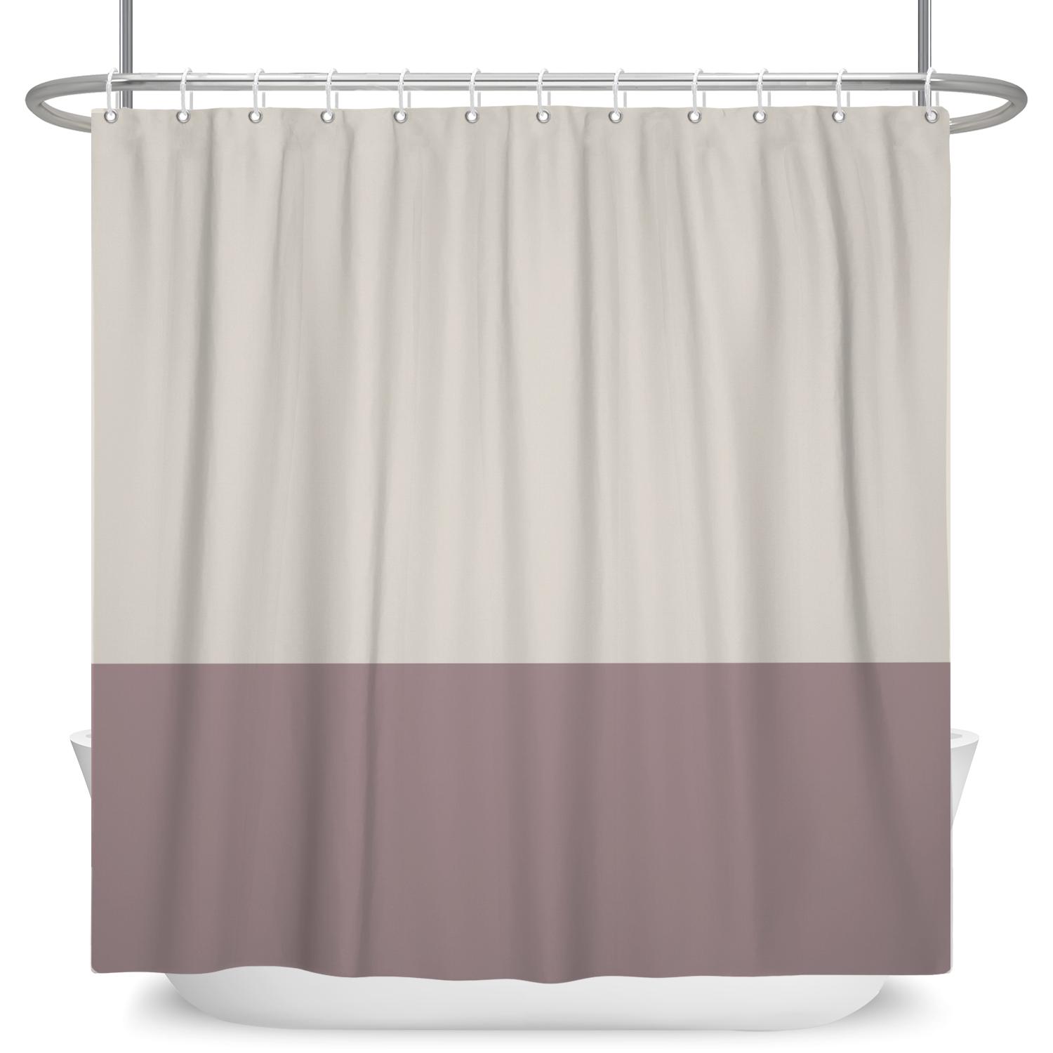Minimalistischer Duschvorhang Neutrale Zweifarbige Colorblock Wasserdichter Badevorhang Für Badezimmerdekor Polyesterstoff Mit Haken W90cm x H180cm