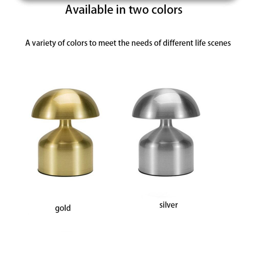 Metal Shade Mushroom Shape Table Lamp USB Rechargeable Reading Bedside Lamp  Hotel Room Use