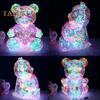 Teddy Bear Night Light Prismatic Iridescent LED Bear Lamp DIY Assembly Colorful Bunny Lamp for Valentine's Day Gift Bedroom Party Decor