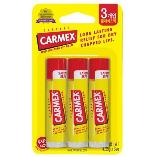 Carmex Moisturizing Lip Balm Classic Stick 4.25g X 3