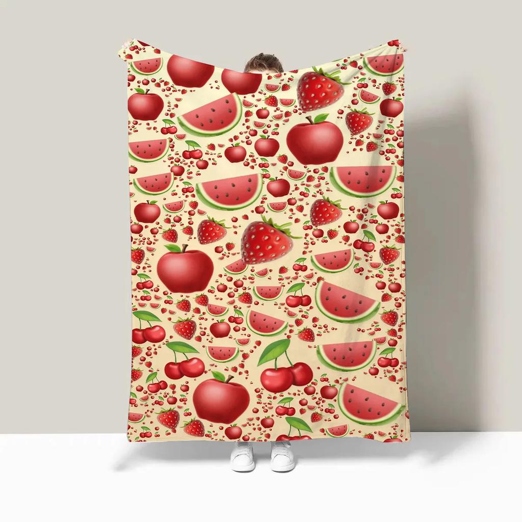 Food and Fruit Party digitalprinted polyester Bedroom velvet flannel cover blanket Fleece soft sofa cover blankets for beds