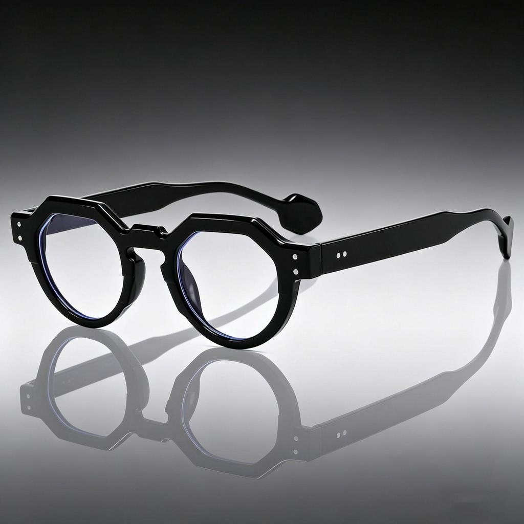 Unisex Retro Color Block Glasses Frame with Anti-Blue Light Lenses