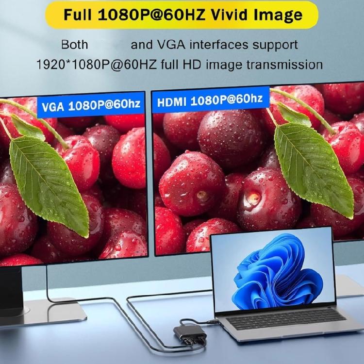 Portable VGA Adapter Converter for High Definition 3.5mm Video Audios Port 1080P Plug and Play Design