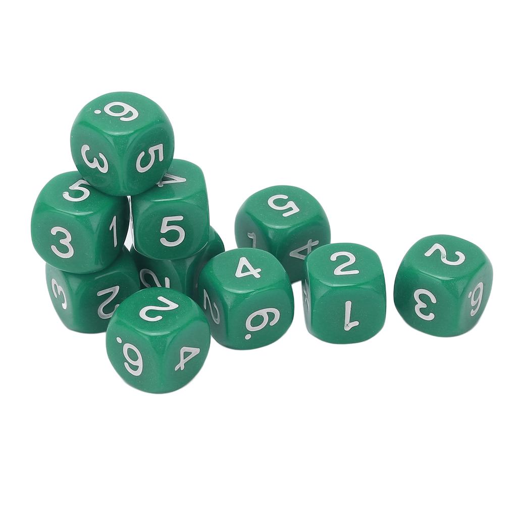 20PCS 6 Sides Number Dice Round Corner Design Plastic Dice Set Board Game Teaching Tools Green