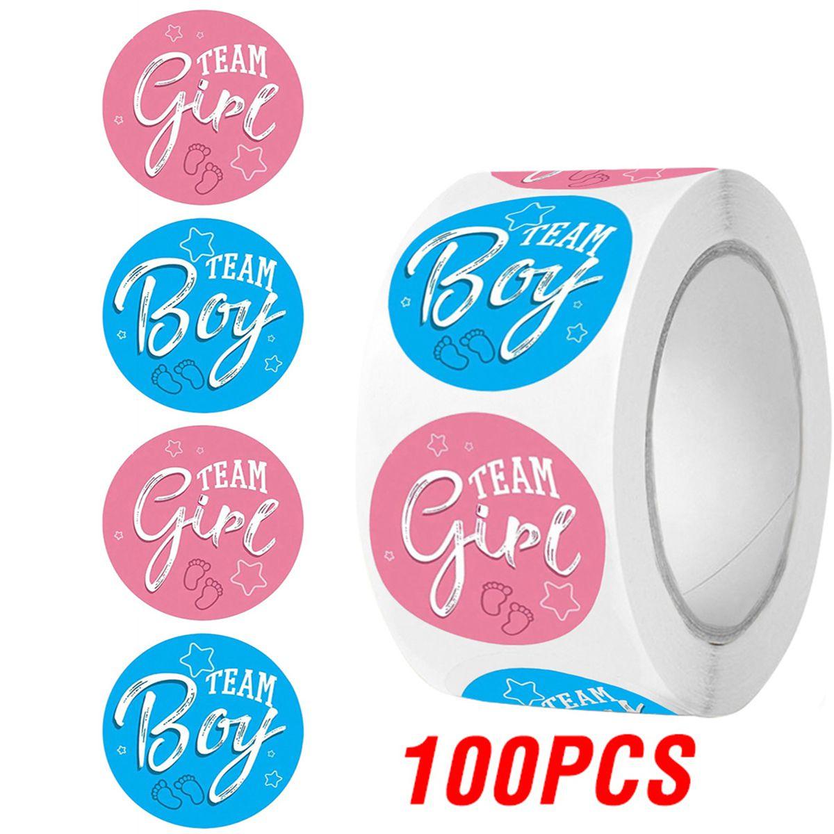 

100-500pcs Team Boy Team Girl Gender Reveal Pink Blue Round Reward Stickers Gift Decor Lables Stationery Scrapbook Stickers