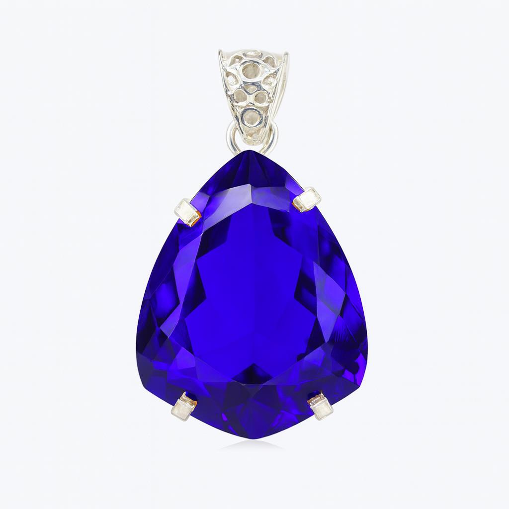 Blue Tanzanite 63 Ct CERTIFIED 925 Sterling Silver Fancy Pendant Jewelry AI-99-NS