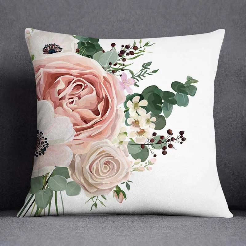 Juste De Coussin Carrée À Motif Papillon, Taie D'oreiller, Série Rose, Décoration De Bureau À Domicile