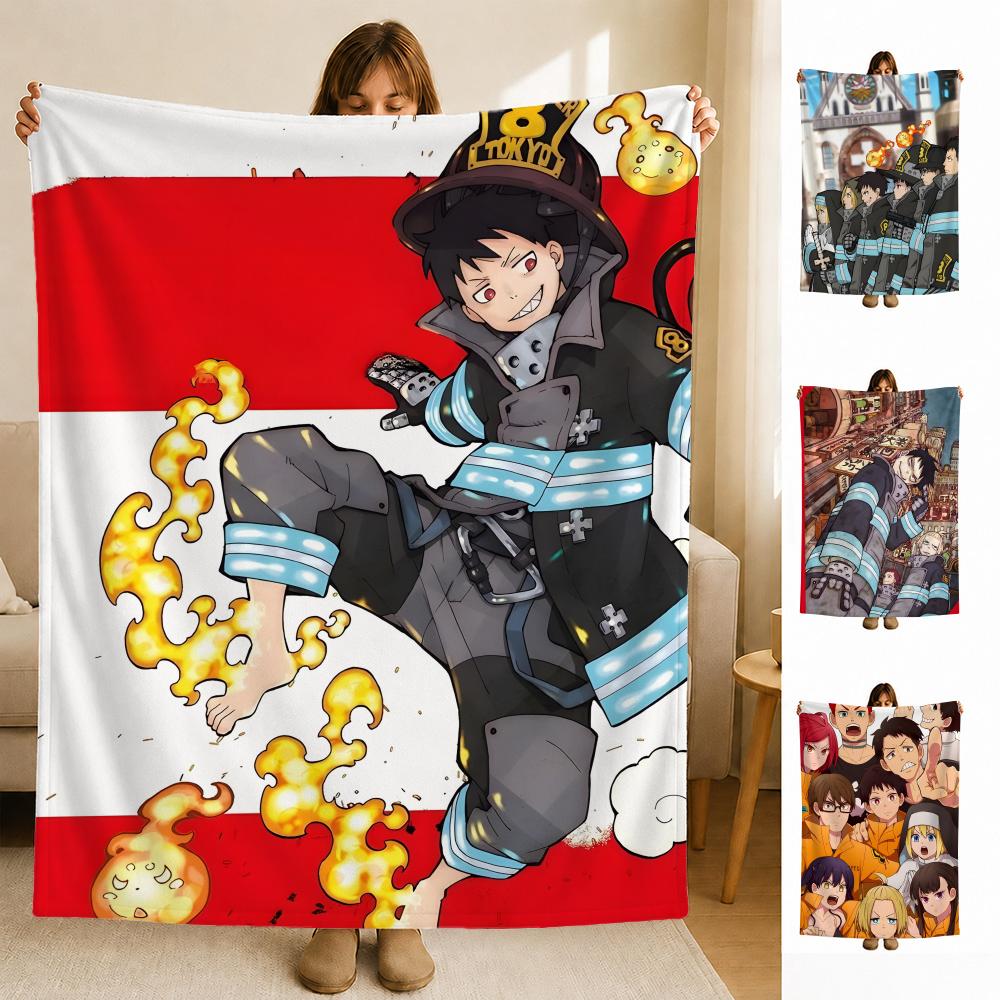 anime FFire FForce Throw Soft Flannel Blanket for Bed Bedroom Sofa Picnic Throw Skinfriendly Breathable Gift Cover