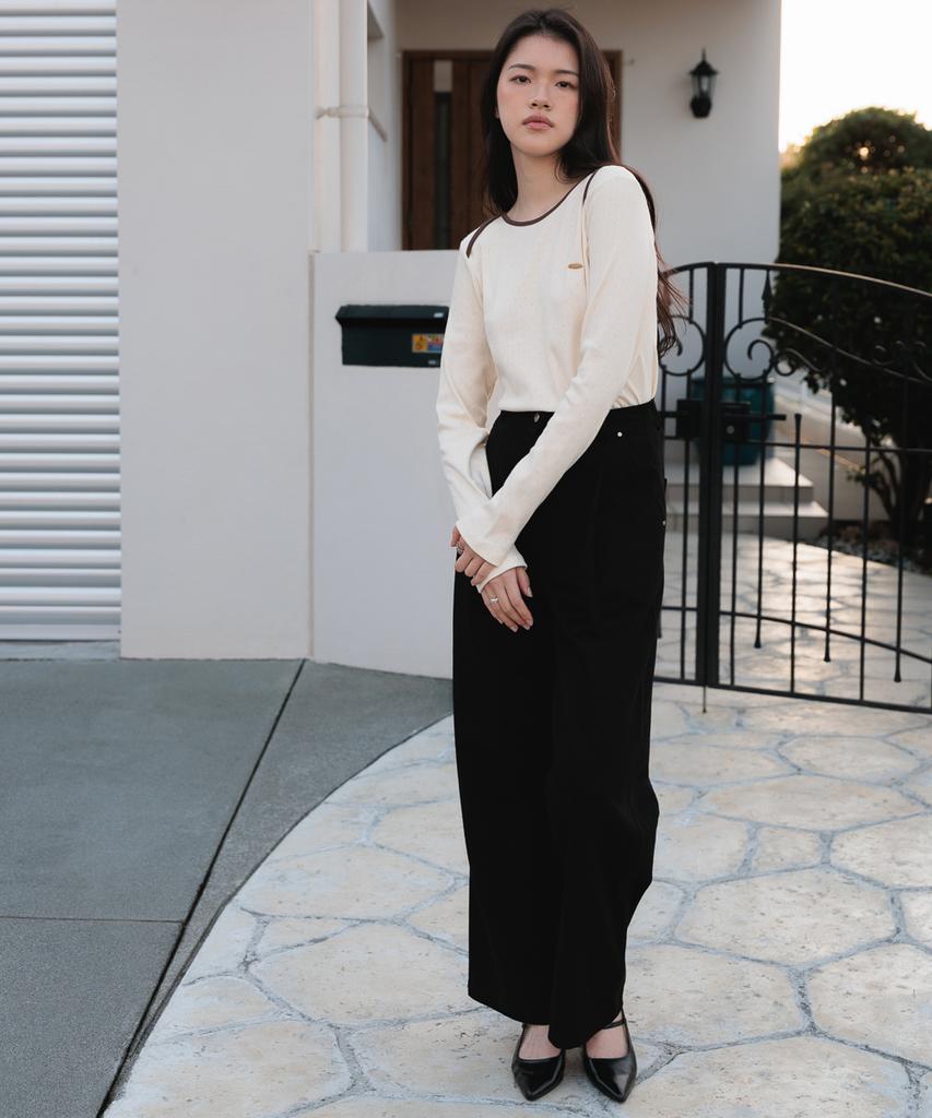 DEHEVE Eyelet Boat Neck Long Sleeve [Ivory]