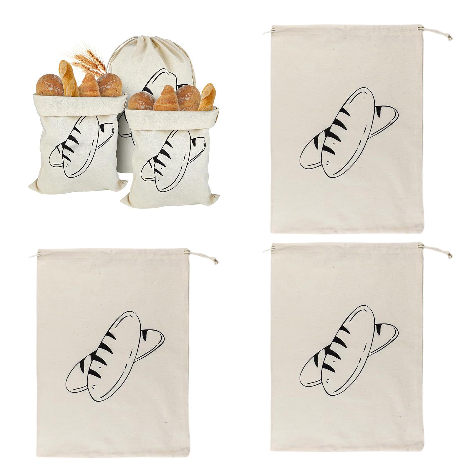 Набор из 3 многоразовых льняных мешочков для хлеба, необработанные карманы с завязками для хранения хлеба, фруктов и овощей