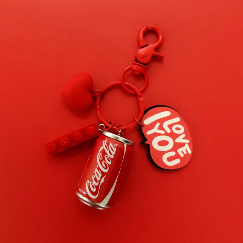 Ins Keychain Pendant Keychain Douyin Same Coke Bottle Bag Couple Pendant, Creative Small Gift