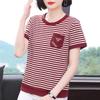 Summer Stripe Short-Sleeve T-Shirt for Middle-Aged Women - Casual & Youthful Style
