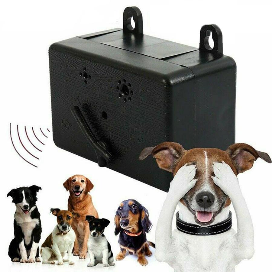 

Outdoor Ultrasonic Anti-Barking Device Dog Barking Control Sonic Silencer Black