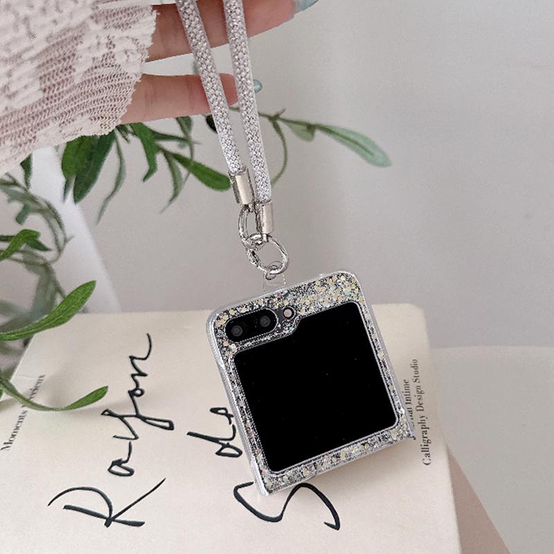 Koreanische Glitzer Süße Handyhülle Für Samsung Galaxy Z Flip 8 7 6 5 Z Flip7 Flip6 Flip5 Hülle Mit Ständer Halter Kette Hüllen Funda