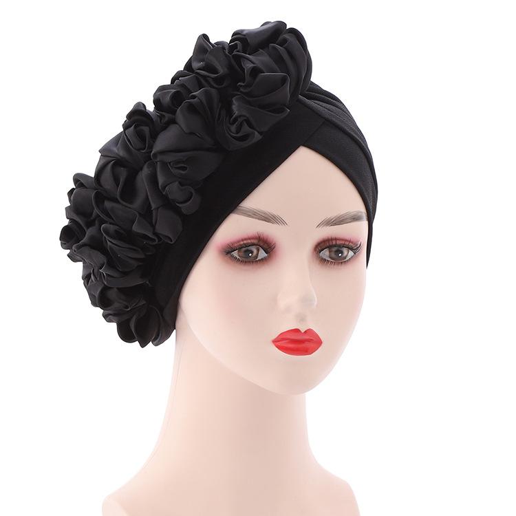 2022 New Design Women African Turban Headwraps Fashion Plain Auto Gele Discoid Flowers Cap Bonnet Hijab