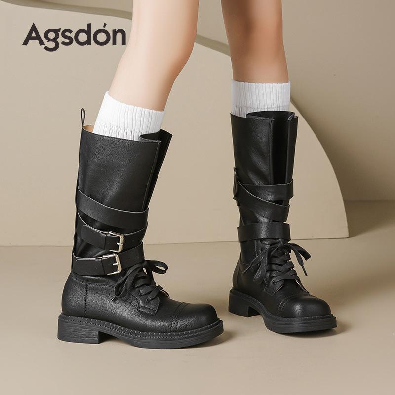 Augustine Boots Women's 2025 Autumn New Maillard High Boots Casual Retro Western Knight Boots