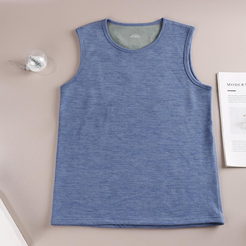 Men's Slim-Fit Fleece-Lined Vest: Warm, German Velvet Base, Sleeveless, Ideal for Autumn/Winter.