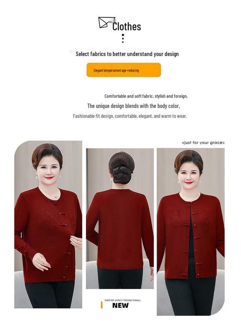 Women's Chinese Style Knit Cardigan for Fall & Winter