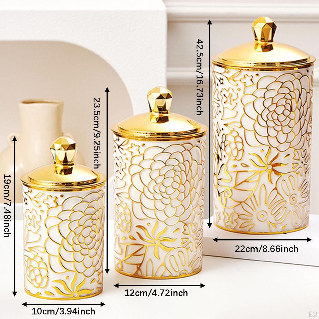 3x Food Storage Jar with Lid Pantry Organization Multipurpose Airtight Round Candy for Snacks