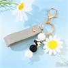 1Pcs Sunflower PU Leather Keychain Personalized Silicone Beads Bag Charm Unique Gift for Mother's Day