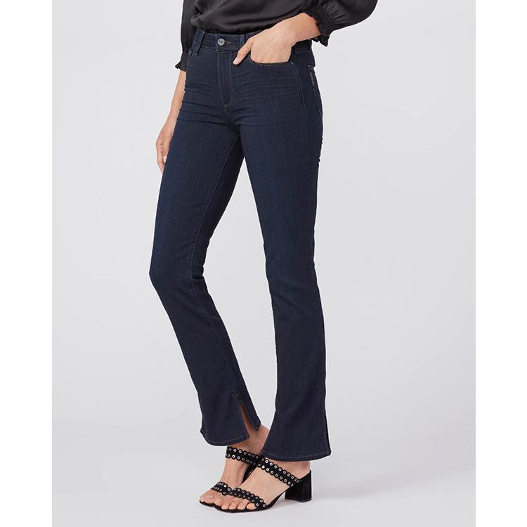 PA Women s High-Waisted Indigo Micro-Flare Cropped Split Slim-Fit Faded Denim Jeans 28