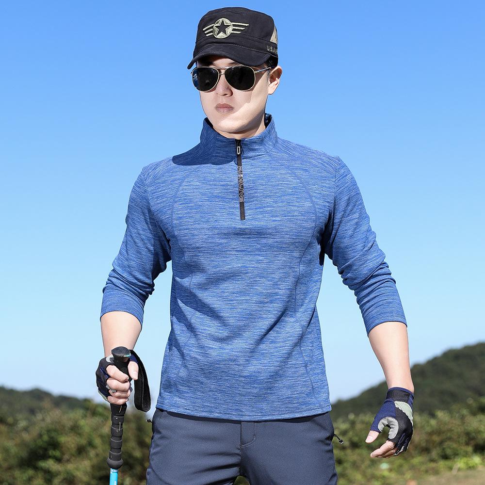 

Мужской теплый флисовый топ с длинным рукавом и эластичным материалом: Антистатическая зимняя спортивная одежда 4XL джинсовый синий