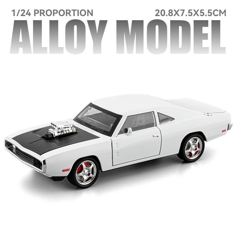 Nieuw 1:24 Oplader 1970 Muscle Car Legering Auto Model Geluid En Licht Terugtrekken Kinderspeelgoed Verzamelingen Verjaardagscadeau