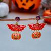 Halloween Party Earrings, Stud Top Drop Pair with Enamel Style Finish for Photo Looks, Fall Gatherings, and Dress Up