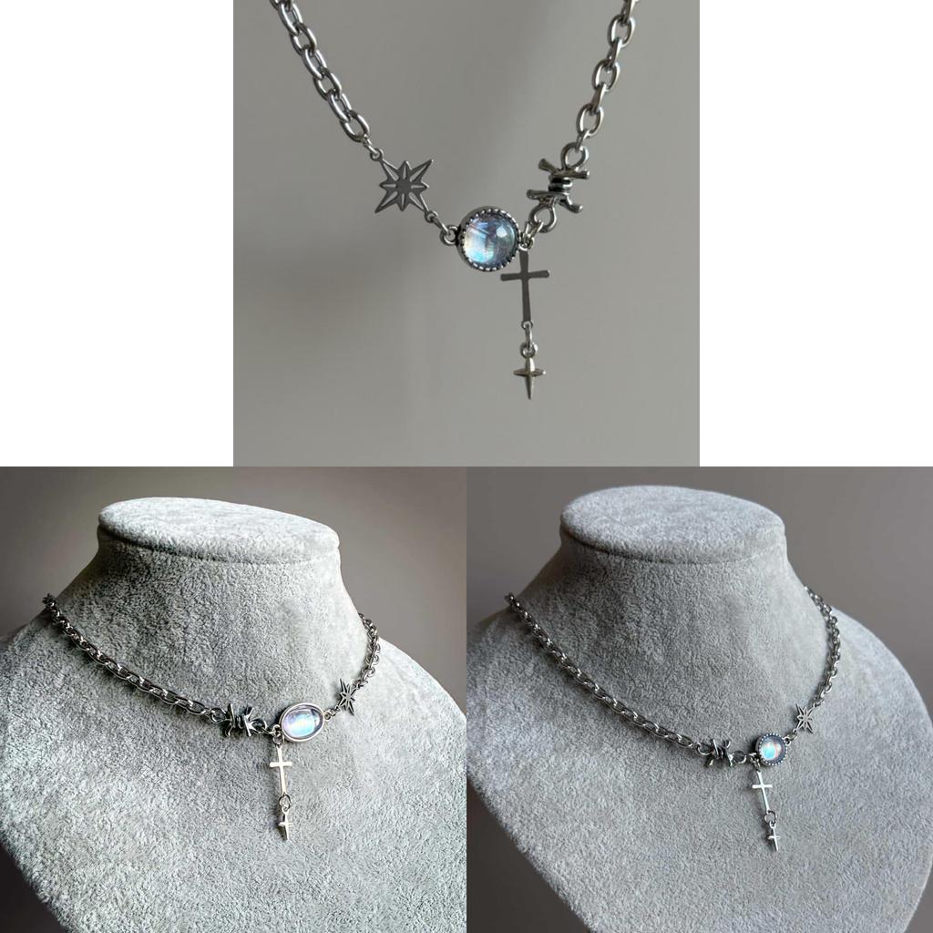 North Star Necklace Geometric Stainless Steel Pendant For Women With Thorns Style