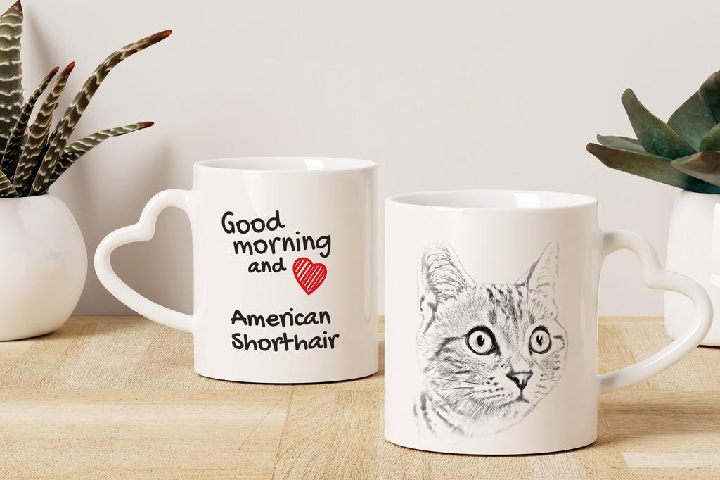 American Shorthair - Cat Mug, Adorable Heart-shaped Handle Mug, Universal Gift from Art-Dog Brand