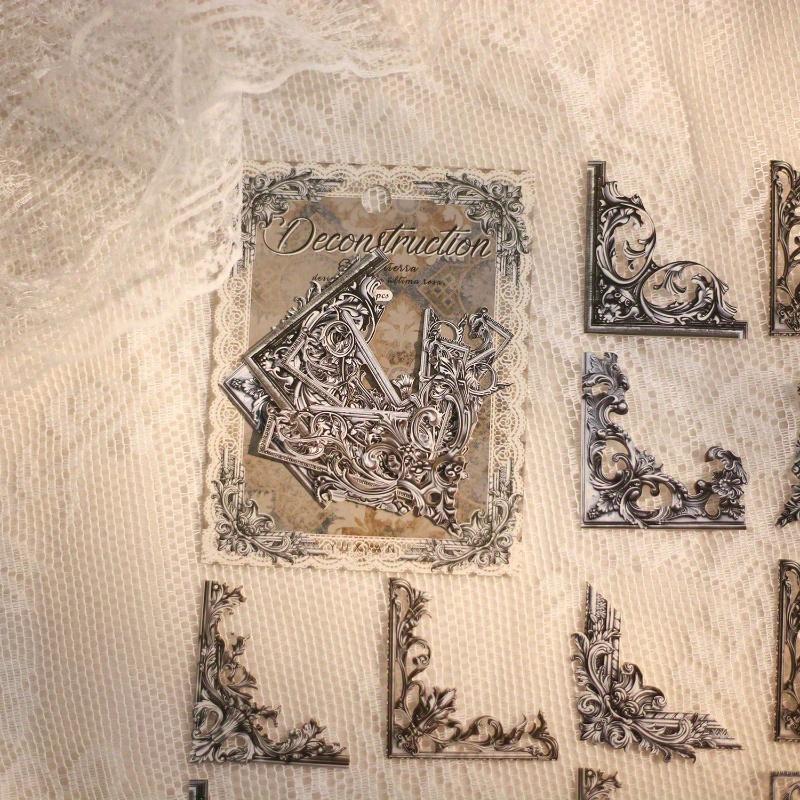 Pack Vintage Corner Stickers French Court Style Self-Adhesive Hollowed Out Photo Frames Stickers Collage Junk Journal Scrapbooking Material Stickers
