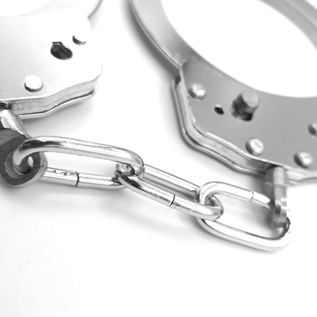 6,4oz pouta Stříbrná nerezová ocel Double Lock Módní pouta na hraní rolí pro dospělé