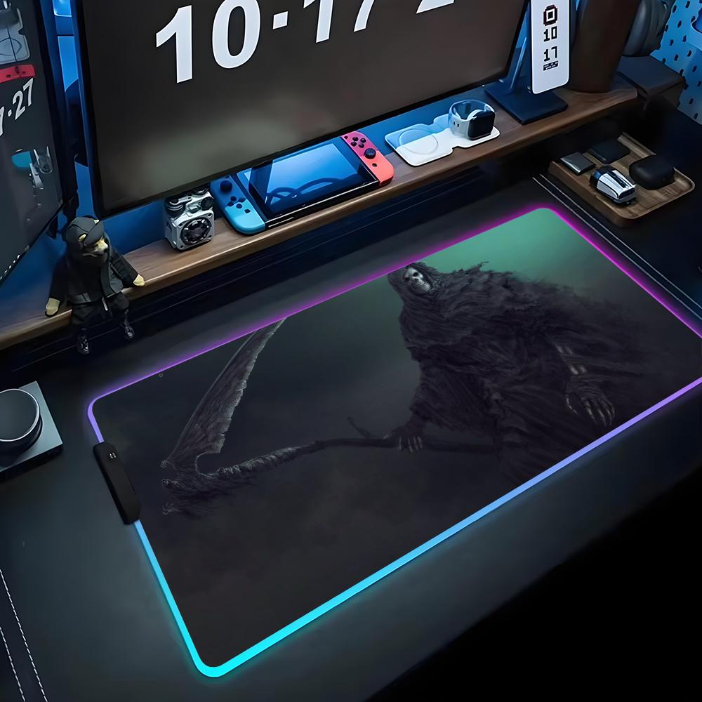Geist Sensemann Mauspade RGB Gaming-Mauspad Großes LED-Pad PC-Schreibtischmatte Leuchtendes Mauspade Große Tastaturmatten Tischteppich Mit