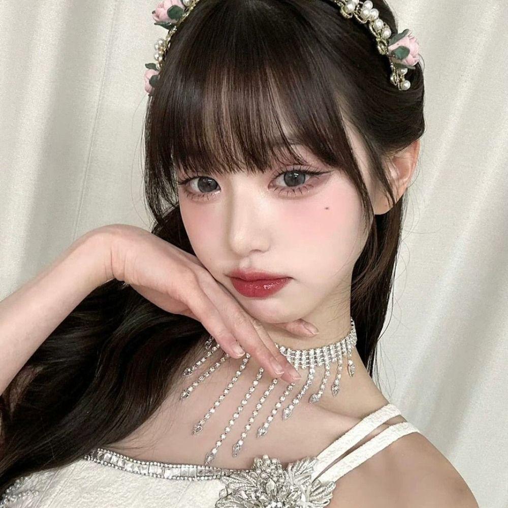 Geometric Full Rhinestone Necklaces Korean Style Wedding Bride Jewelry Tassel Necklaces  Wedding