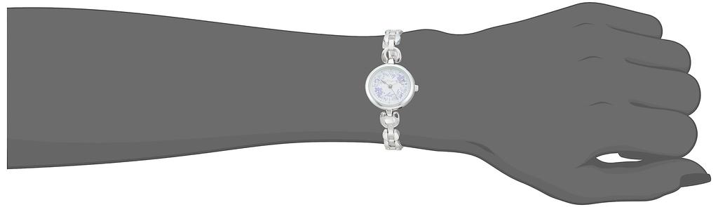 Fieldwork WP Pumery ASS163-2 Women's Waterproof Analog Watch with Floral Daisy Pattern and Metal Band, Silver
