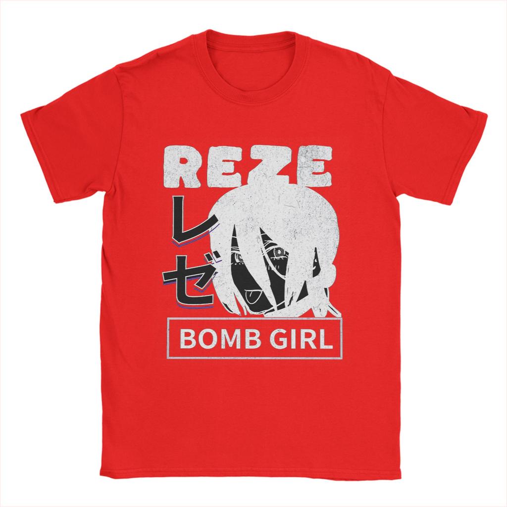 Vintage TShirt Chainsaw Man Girl Reze Boom Cotton TShirts Cool Tshirt for Mens Summer Y2K Basic Design Short Sleeve Top Tees