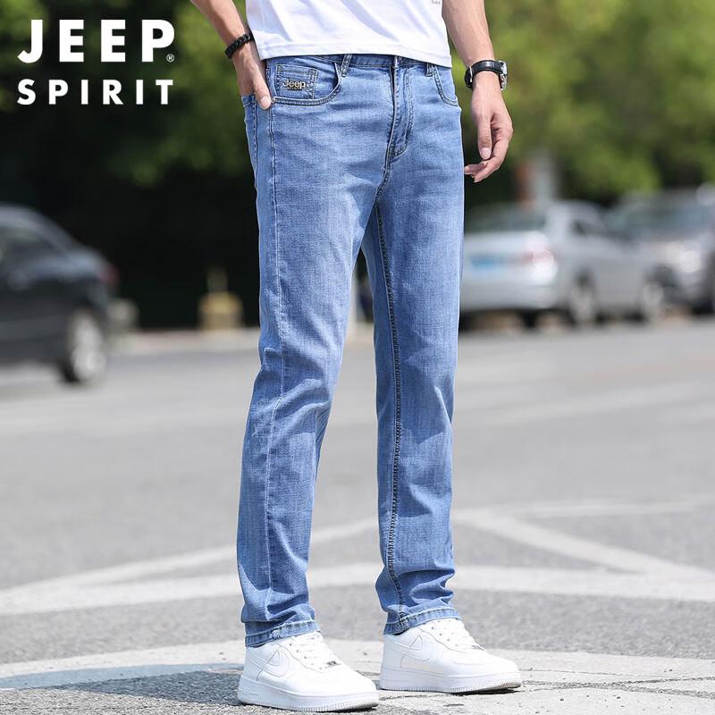 JEEP SPIRIT Men's Straight Fit Casual Micro-Elastic Denim Jeans