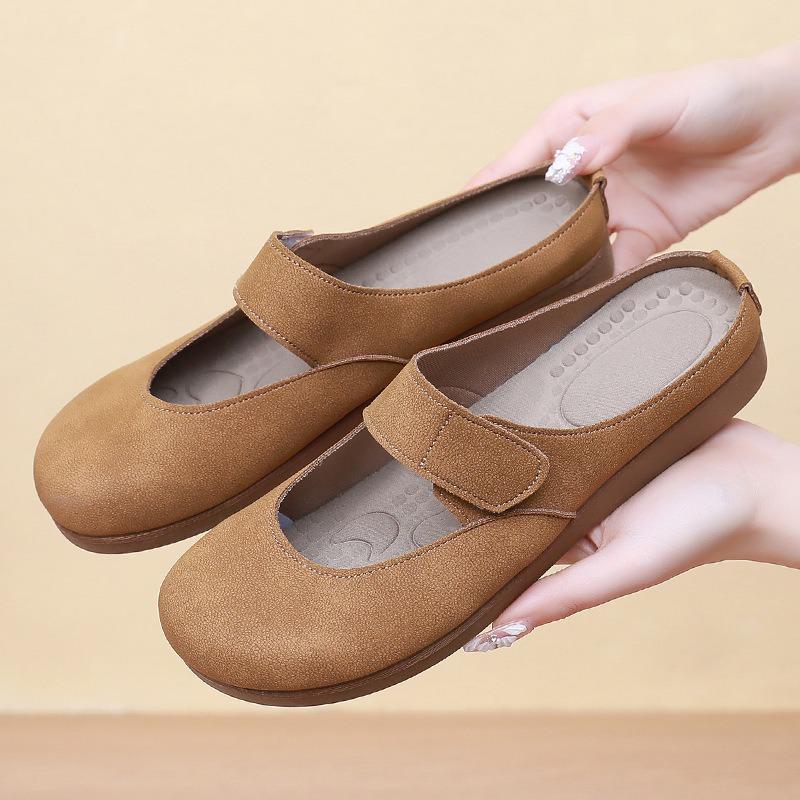 Spring new soft sole comfortable retro bag head half slippers women's shoes shoes one pedal single shoes