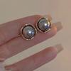 Vintage Classic Charm Gray Pearl Stud Earrings for Women Temperament Gold Color Geometry Korean Fashion Jewelry Accessories Gift